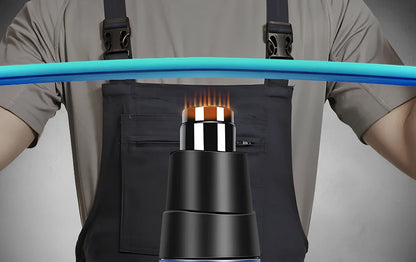 Industrial heat gun with temperature dial showing 300-500°C range and dual air flow settings