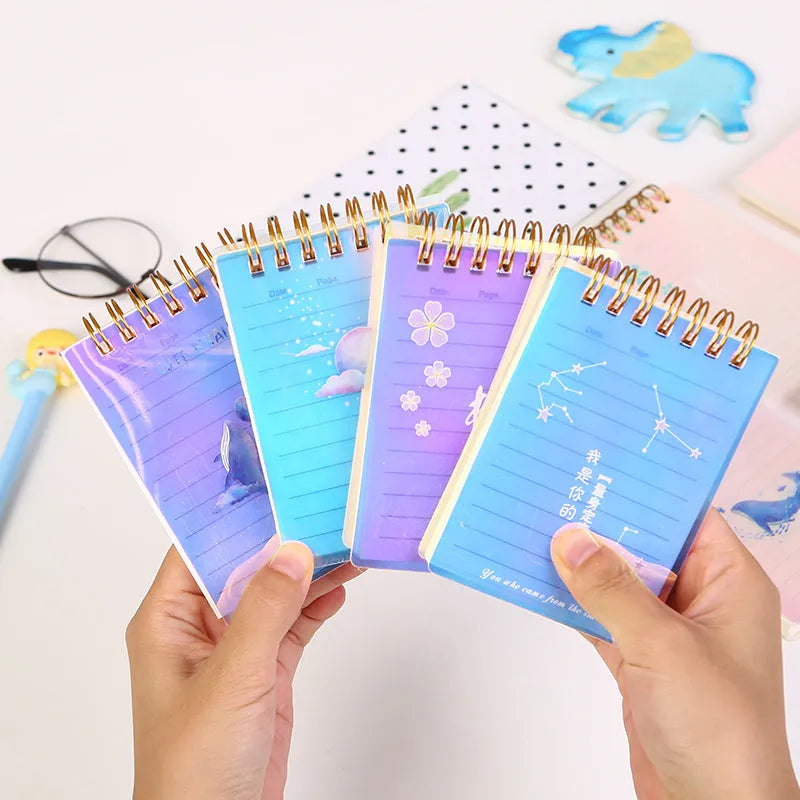 Rollover Coil Notebook in A7 size with spiral binding and PP cover, showing colour options and 80g paper