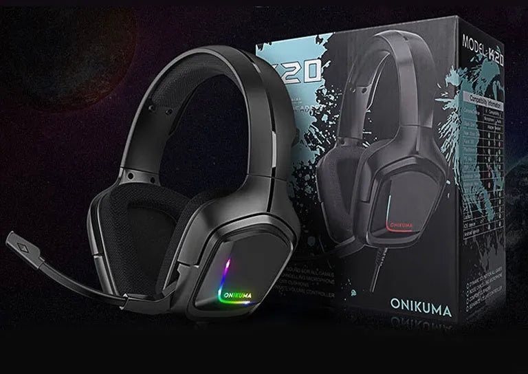 RGB luminous wired gaming headset with cloth earmuffs and braided cable