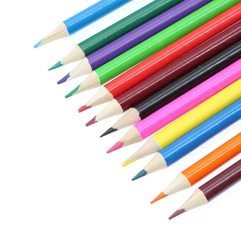 Children's wooden coloured pencils set of 12 with 0.8cm diameter and 2B lead hardness