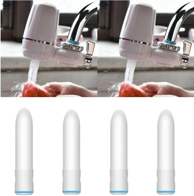 White kitchen faucet water filter with ceramic cartridge and universal tap adapter