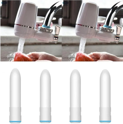White kitchen faucet water filter with ceramic cartridge and universal tap adapter