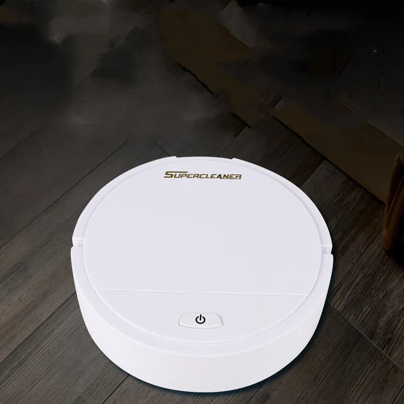 Intelligent robot floor sweeper for home use with sweep and suction cleaning functions, powered by dry batteries with random cleaning path coverage suitable for 70-90 square metre spaces, available in black, red, or white colour options