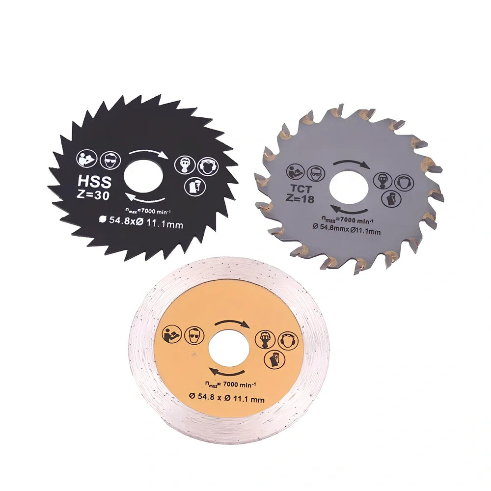 ROTORAZER SAW handheld cutting tool with parallel rail accessory showing blade and adjustment mechanisms