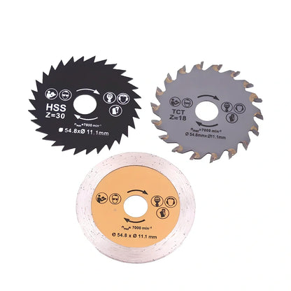 ROTORAZER SAW handheld cutting tool with parallel rail accessory showing blade and adjustment mechanisms