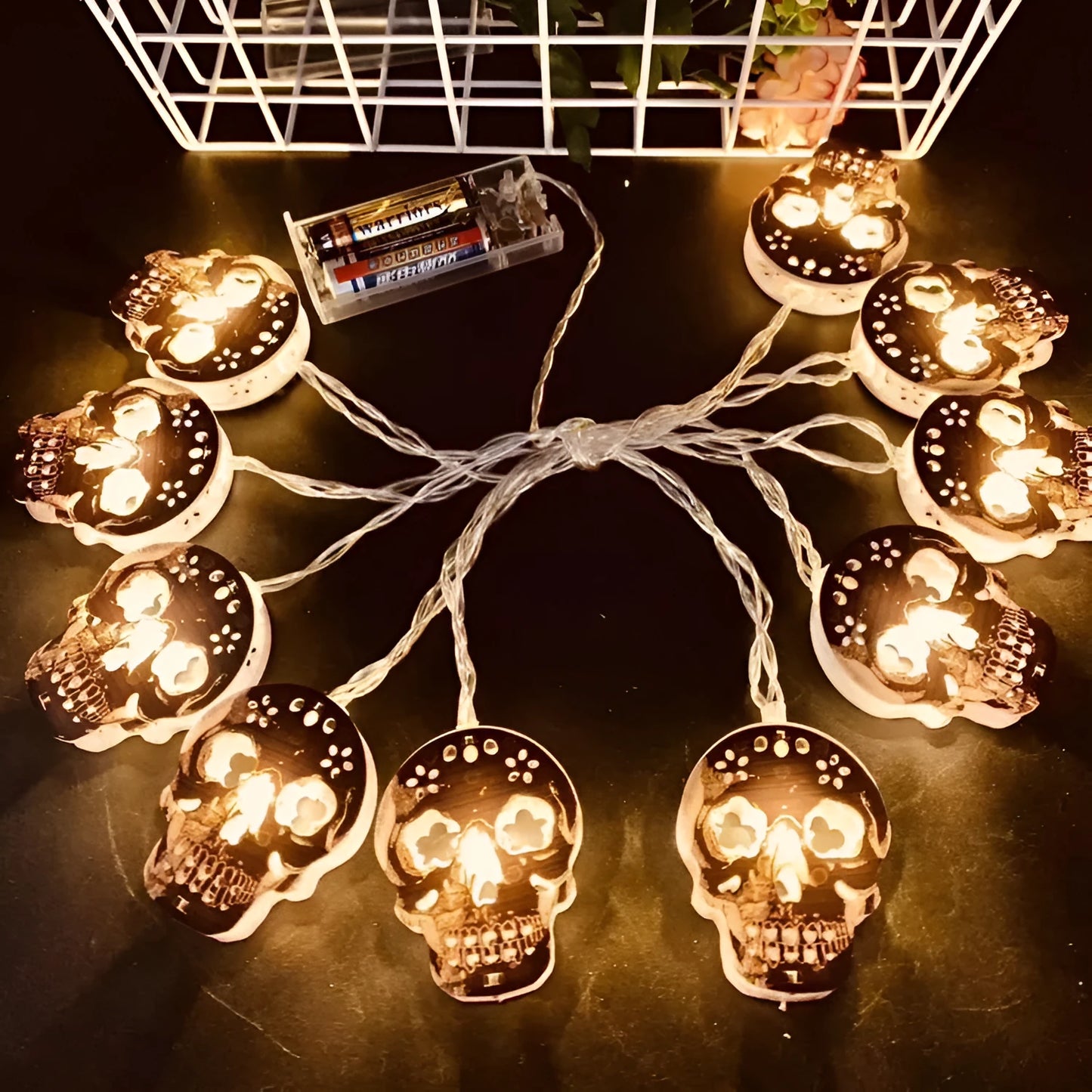 Halloween skeleton decoration lights with 10 LED bulbs on 1.5 metre cable for indoor use