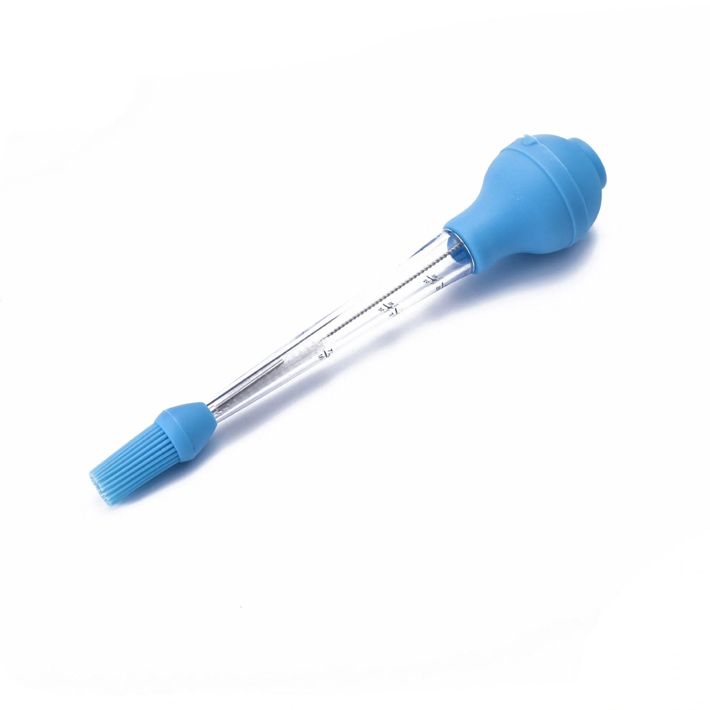 Drip oil seasoning tube with cleaning brush, 6.4X31.5cm, in blue, green, and red