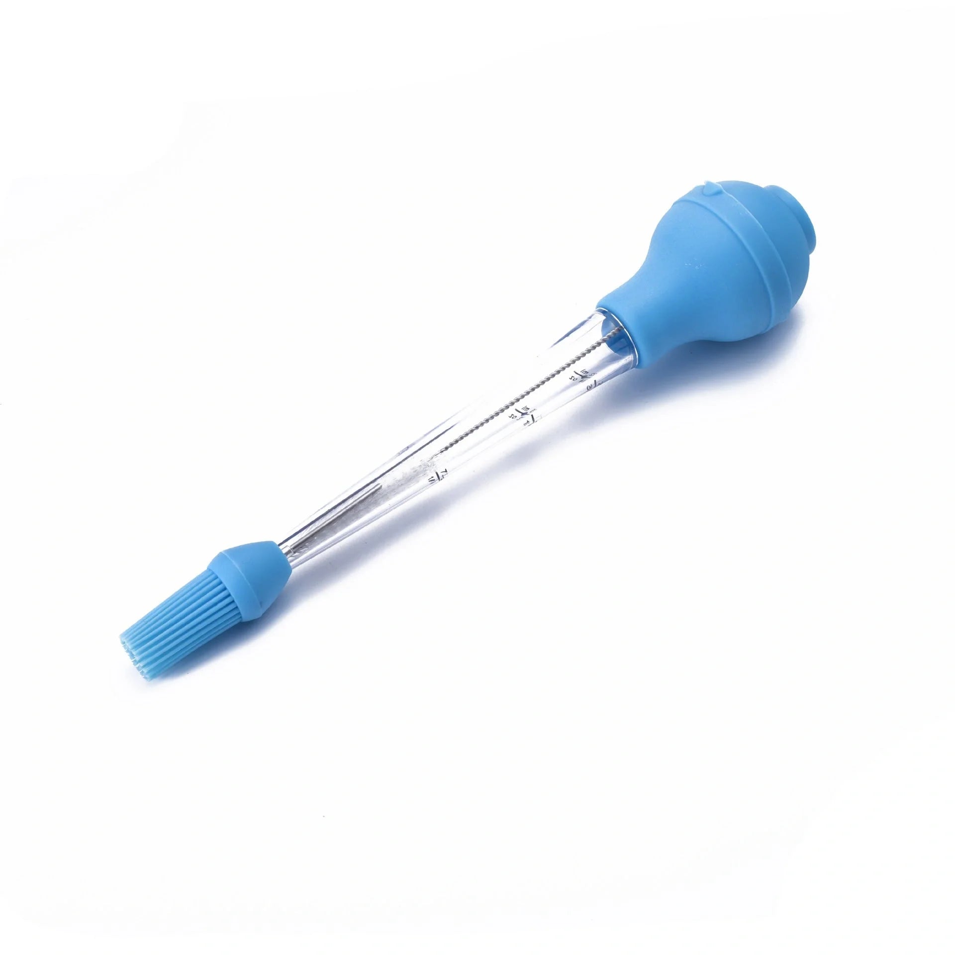 Drip oil seasoning tube with cleaning brush, 6.4X31.5cm, in blue, green, and red