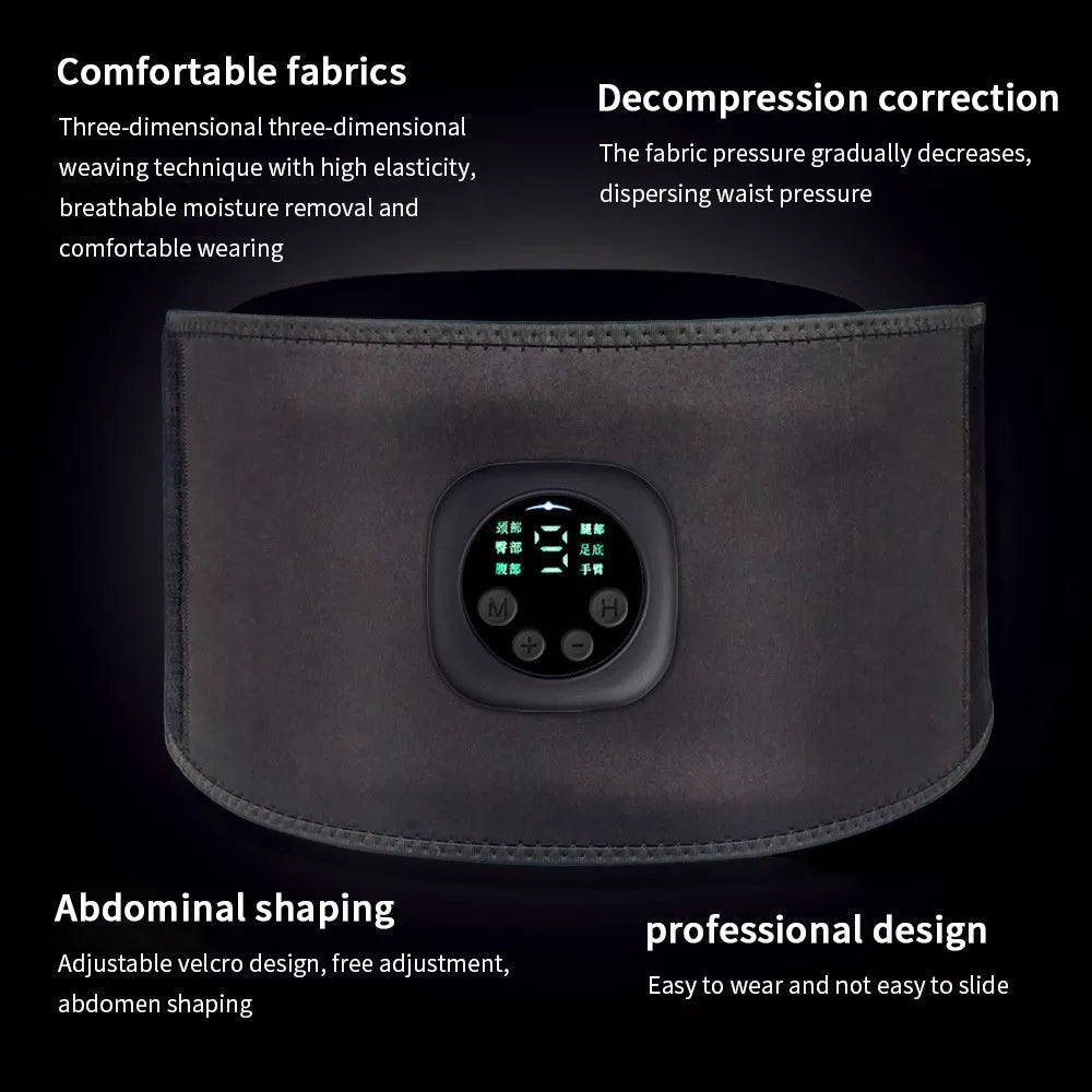 Smart Digital Display Fitness EMS Belt for abdominal training with USB charging