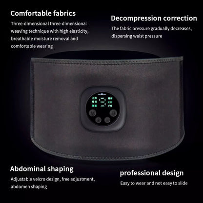 Smart Digital Display Fitness EMS Belt for abdominal training with USB charging