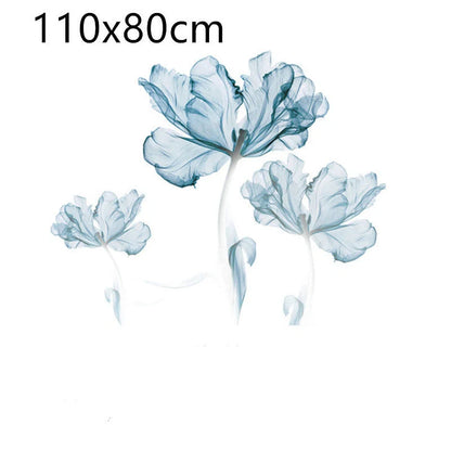 Nordic blue flower wall stickers for elegant home decor