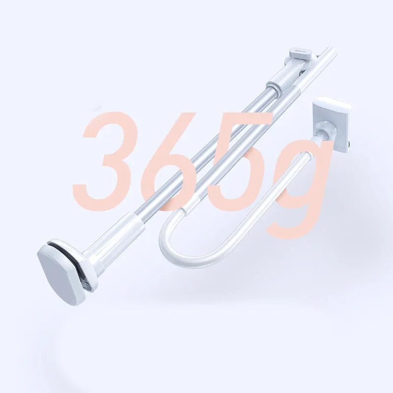 Lazy phone holder in dark grey or silver, aluminium alloy and plastic, clamp width 64-90mm, base clip 90mm.