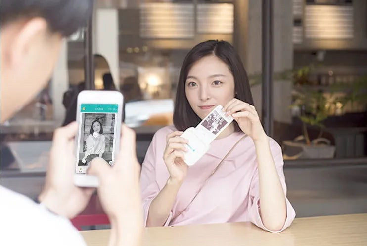Thermal pocket portable Bluetooth printer, 79x79x40mm, 900mAh battery, pink or white, with thermal paper