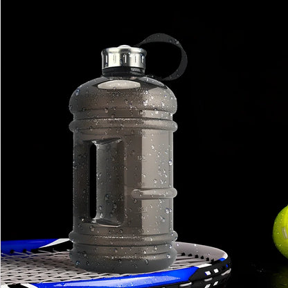 2-litre sports bottle with dumbbell shape in multiple colours including fuchsia, blue, pink, black, green, yellow