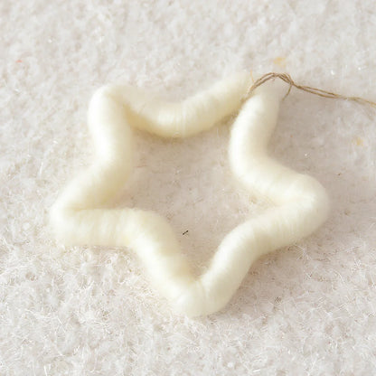 19cm wool felt snowflake and 13cm star Christmas decorations with intricate cut-out patterns