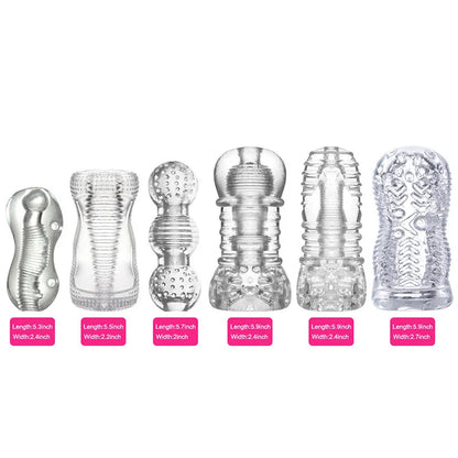 Transparent TPE male enhancement exerciser with turtle head design and seven vibration settings