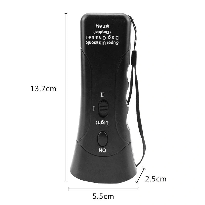 3-in-1 Anti Barking Dog Training Device with ultrasonic repeller and LED flashlight features