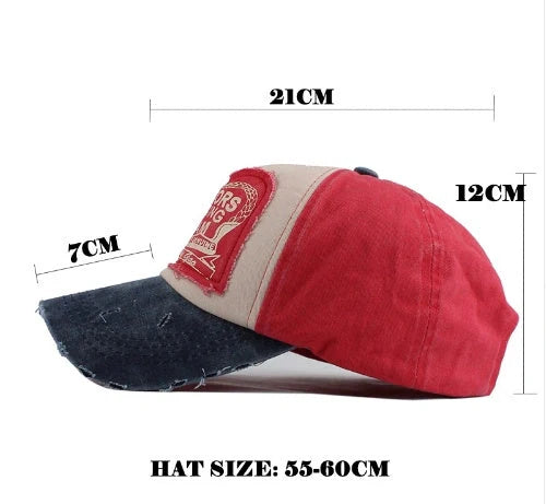Cotton Baseball Hip Hop Cap with extended visor in vibrant colours