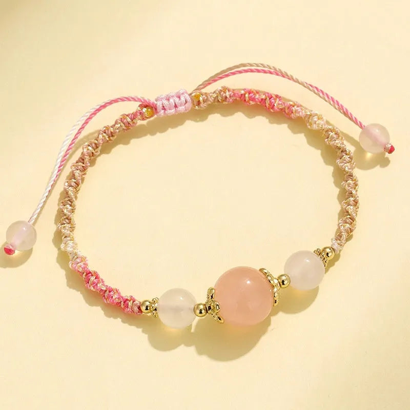 Hand-woven white agate couple bracelets with choice of 12mm central stones in diamond pattern