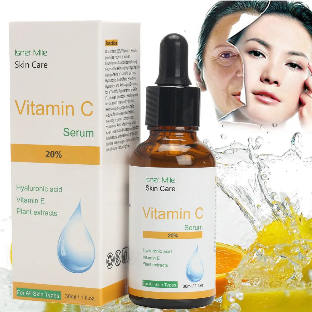 30ml vitamin C serum bottle for dull, uneven skin tone skincare