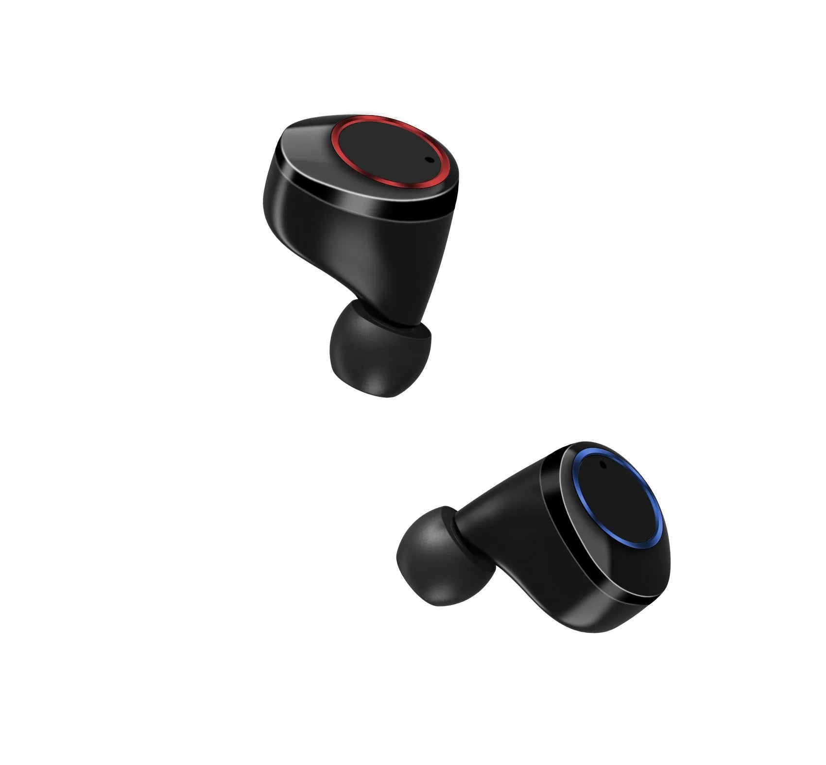 Black X11 true wireless Bluetooth earbuds with touch controls and a matching charging case.