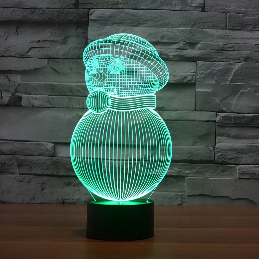 Colourful 3D snowman LED Christmas lights measuring 20.8cm with remote control