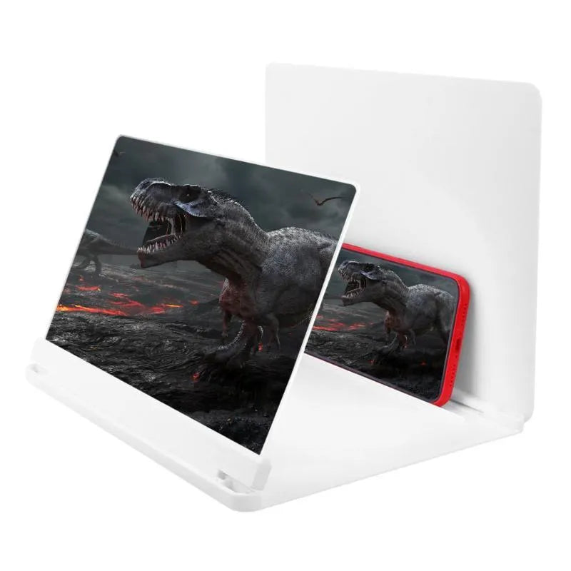 Black portable phone screen amplifier with 9 inch screen and integrated smartphone holder