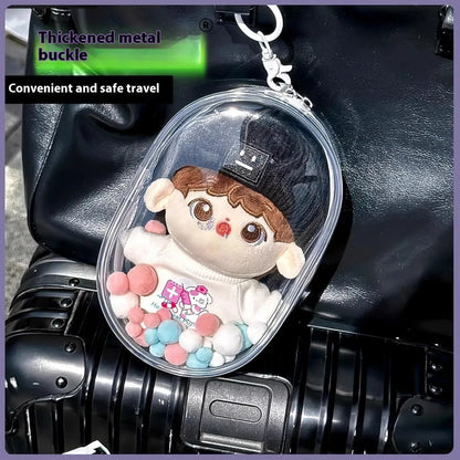 PVC cube storage bag in avocado green with keychain, measuring 17cm for postcards and candy