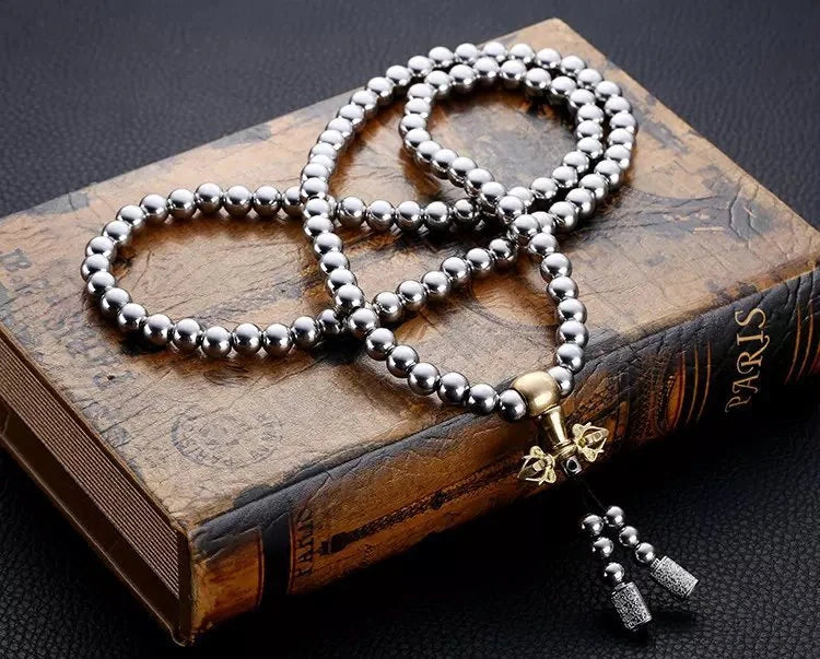 Stylish stainless steel bead bracelet with copper alloy fittings, perfect for any occasion