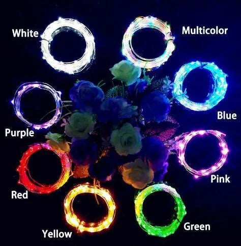 2 metre copper wire LED string lights with 20 warm white bulbs and wine bottle stopper for decorative lighting