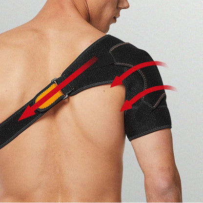 Adjustable Sports Shoulder Protector Support Belt in black, designed for injury recovery