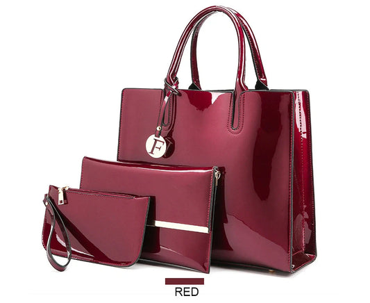 3 Sets Leather Handbags in various colours with zipper closure and cell phone pocket