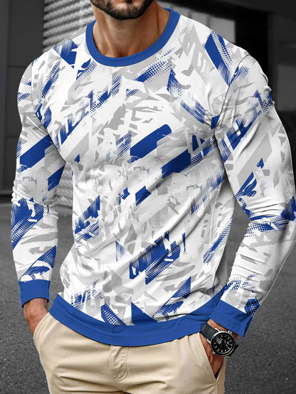 Man wearing a long sleeve milk silk pullover in a round neck, Young Casual style.