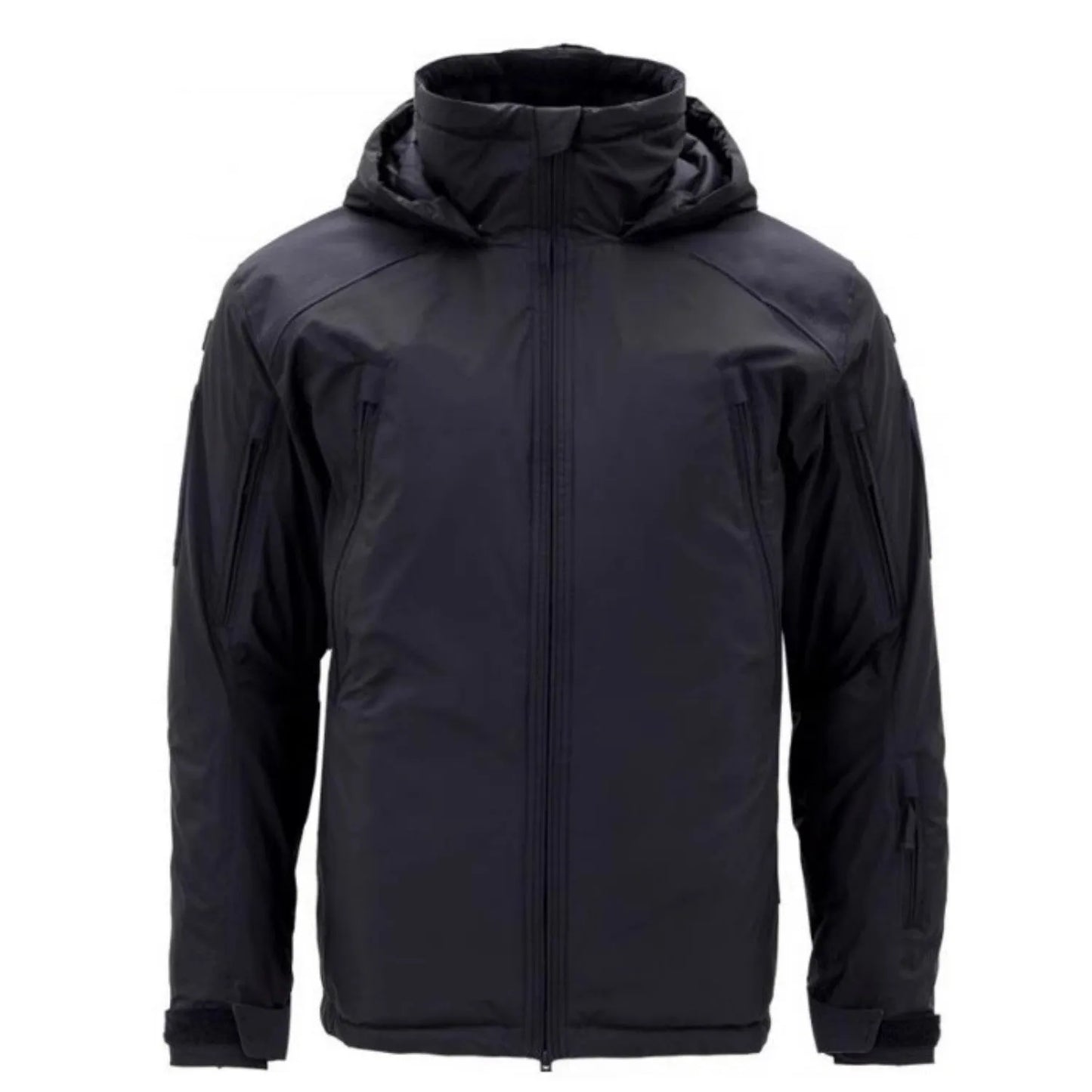 Thick cotton winter jacket shown in camouflage colour on a hanger.