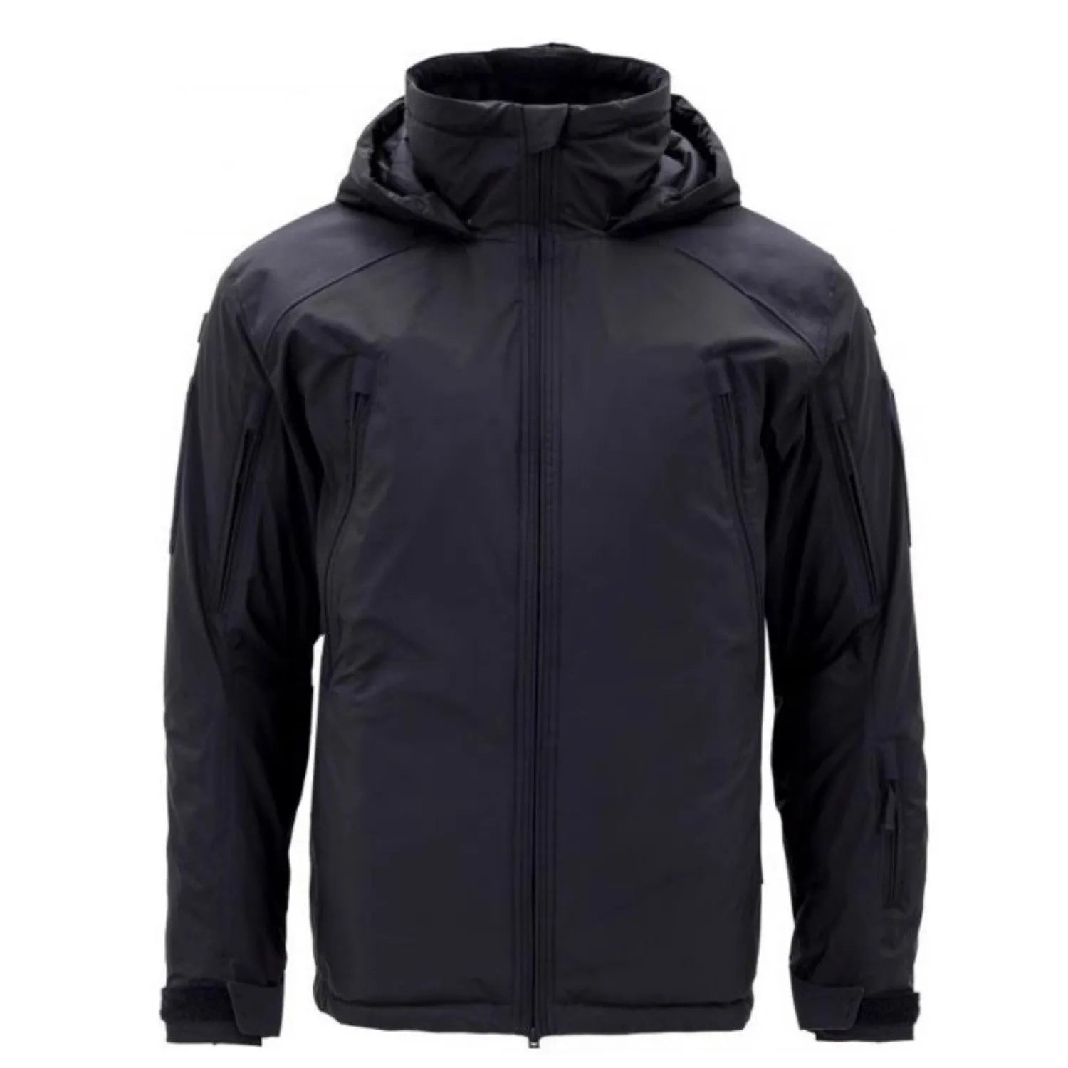 Thick cotton winter jacket shown in camouflage colour on a hanger.
