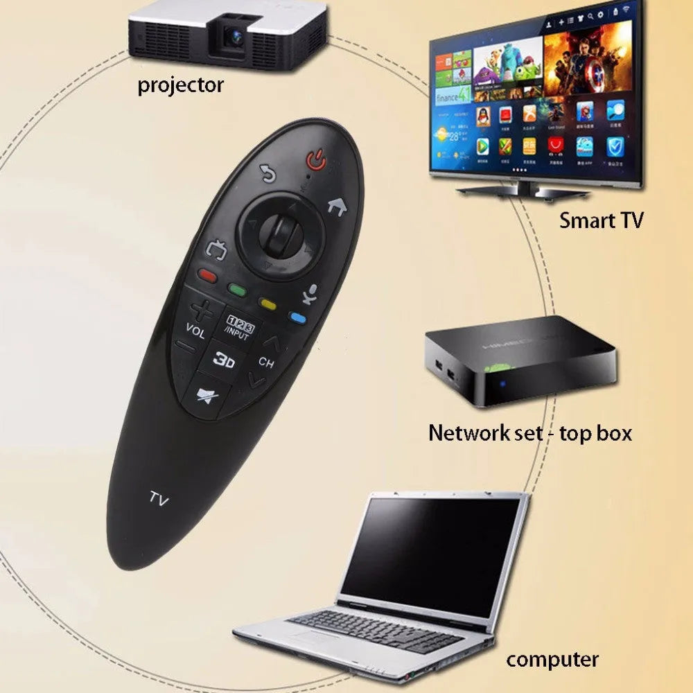 Black universal remote control replacement for LG AN-MR500G Smart TV.