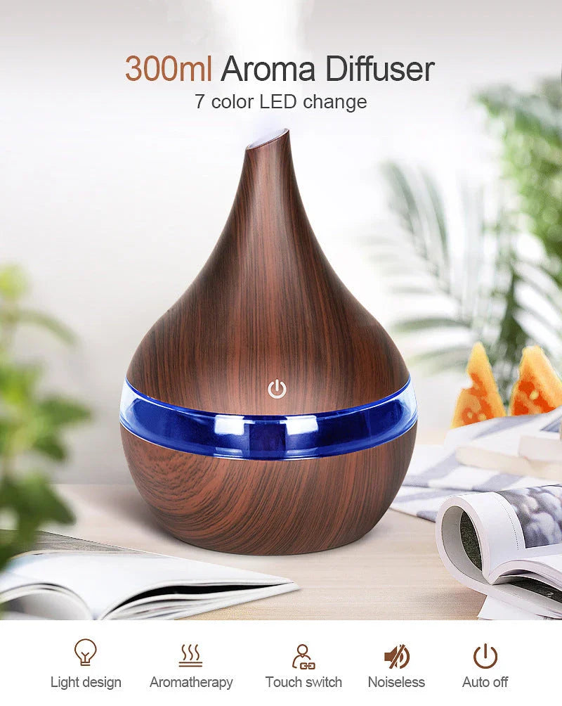 Elegant ultrasonic essential oil diffuser with whisper-soft mist and soothing aromas for relaxing home ambience