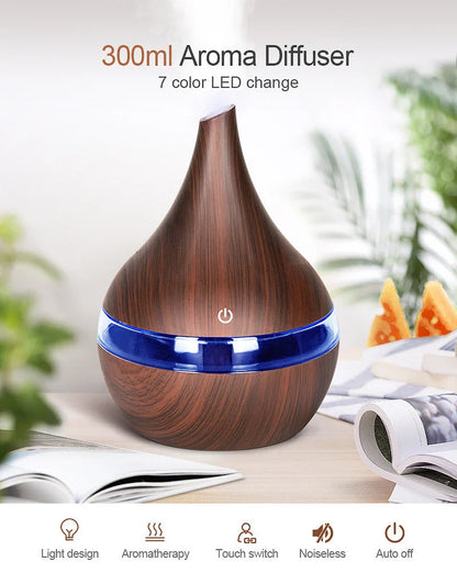 Elegant ultrasonic essential oil diffuser with whisper-soft mist and soothing aromas for relaxing home ambience