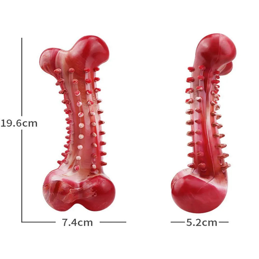 Red natural rubber chew toy for aggressive dogs with durable construction