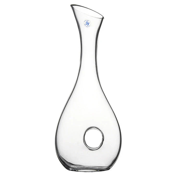 Premium crystal wine decanter with built-in pourer for effortless wine service and enhanced flavor profile