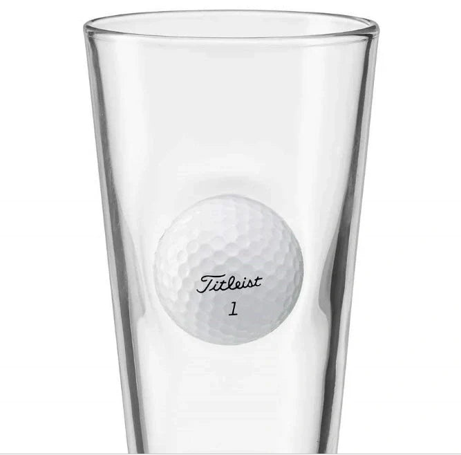 Elegant beverage glass with a unique golf ball embedded within the crystal-clear borosilicate frame, perfect for serving cocktails, iced tea, and desserts.