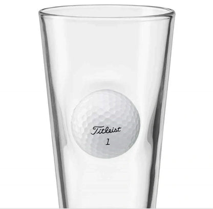 Elegant beverage glass with a unique golf ball embedded within the crystal-clear borosilicate frame, perfect for serving cocktails, iced tea, and desserts.