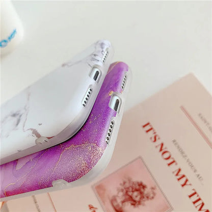 Cartoon marble pattern TPU back cover case for iPhone in various colour options