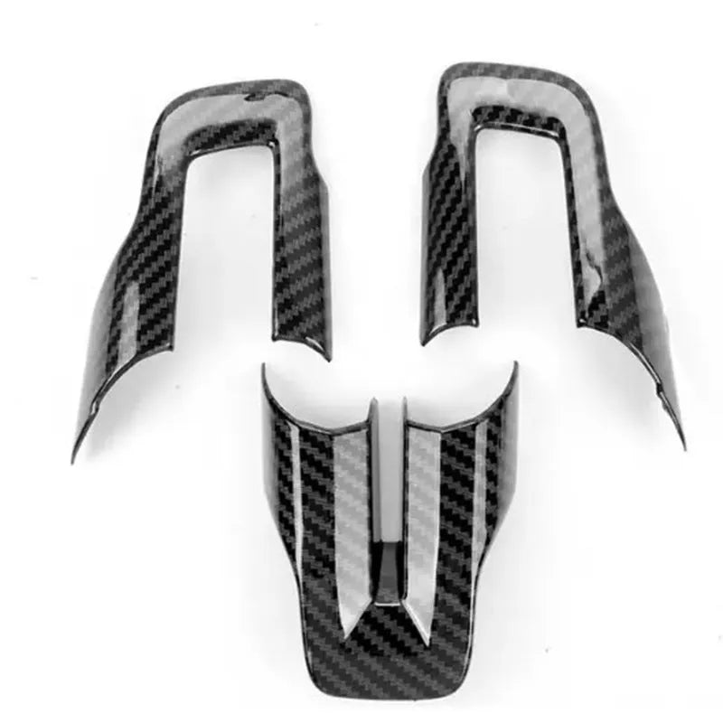 Three carbon fibre pattern steering wheel decorations made from ABS plastic for interior car customisation