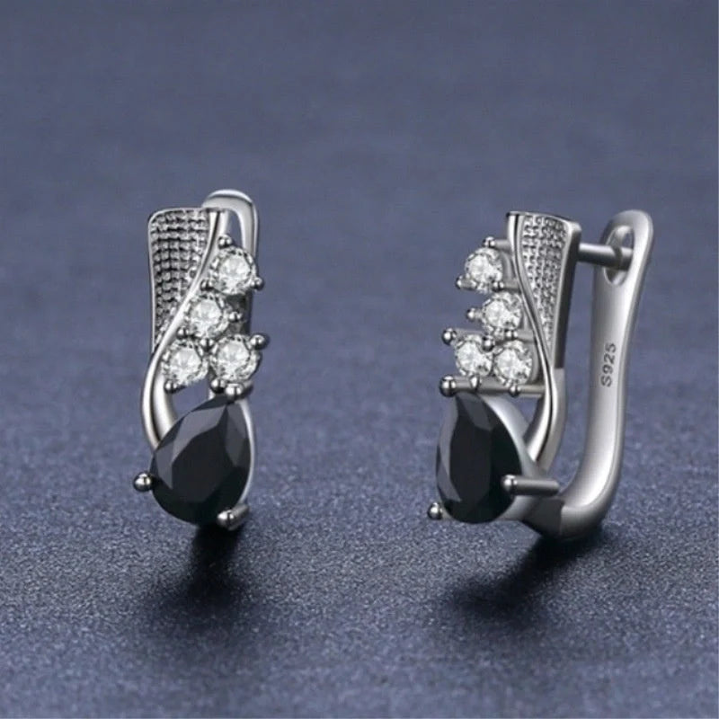 Elegant Korean drop-shaped earrings with sparkling micro rhinestones