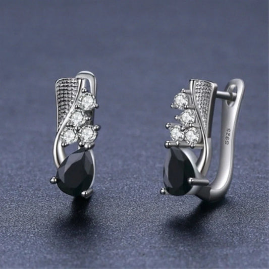 Elegant Korean drop-shaped earrings with sparkling micro rhinestones