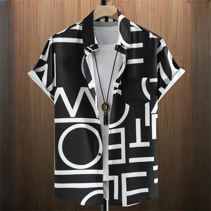 Man wearing a loose fit grey camo print short sleeve T-shirt with 3D digital detailing.