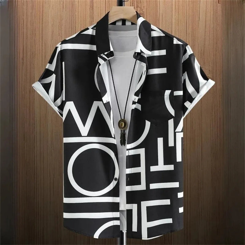 Men's short sleeve printed camo T-shirt in loose fit cardigan style made from four-sided elastic polyester with digital 3D printing, available in sizes S to 5XL for casual summer wear, youth clothing, daily use