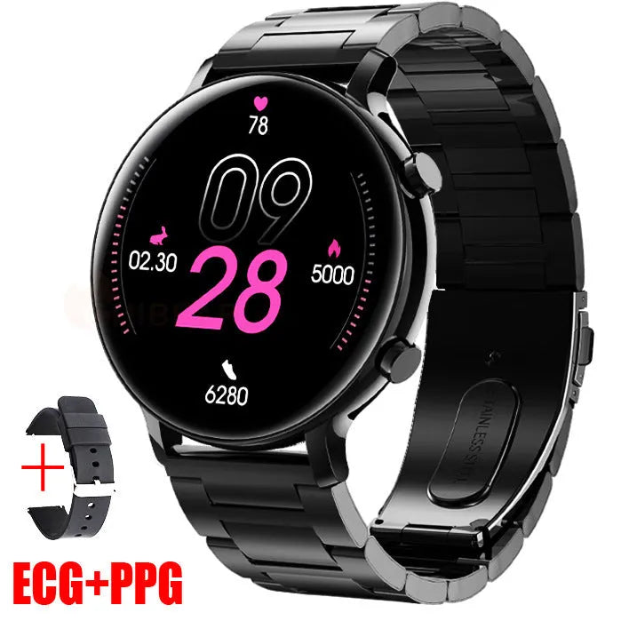 Bluetooth call smartwatch with stainless steel strap business style 41-43mm screen diameter 200mAh battery heart rate monitoring blood oxygen detection waterproof touch button operation smart reminder