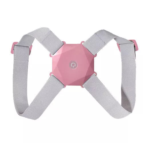 Induction vibration posture corrector in grey, pink, and blue with ABS nylon belt